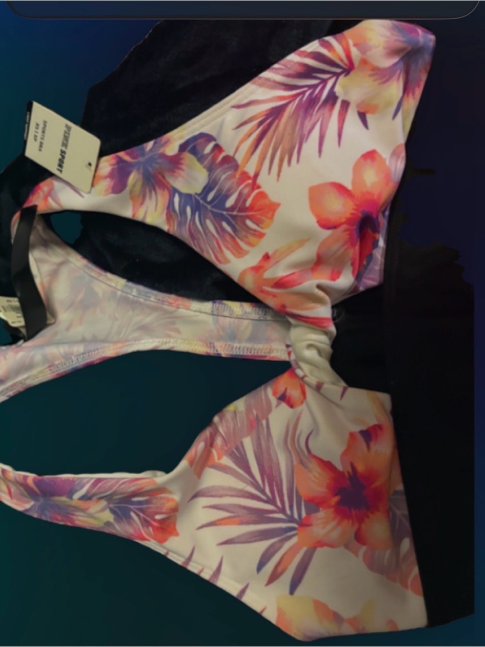 PINK Sport VS white with twist /!Pink & Purple Floral bk trim nwt! - Picture 3 of 3